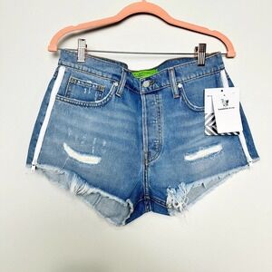 Free People X Sandrine Rose Raw Hem Button Fly Denim Cut Off Shorts White Sz 28